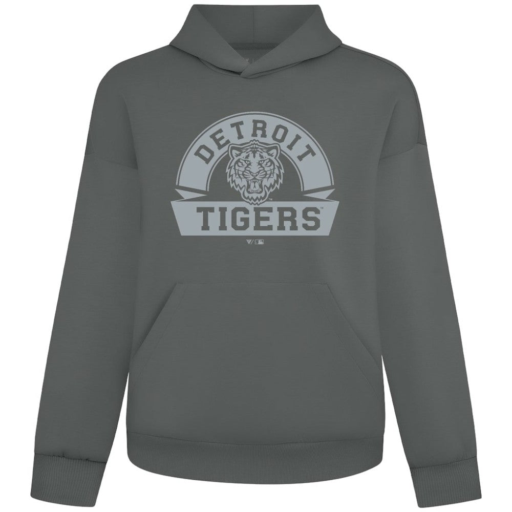 Detroit Tigers Levelwear Luxe Signature Banner Arch Tri-Blend Hoodie Gray