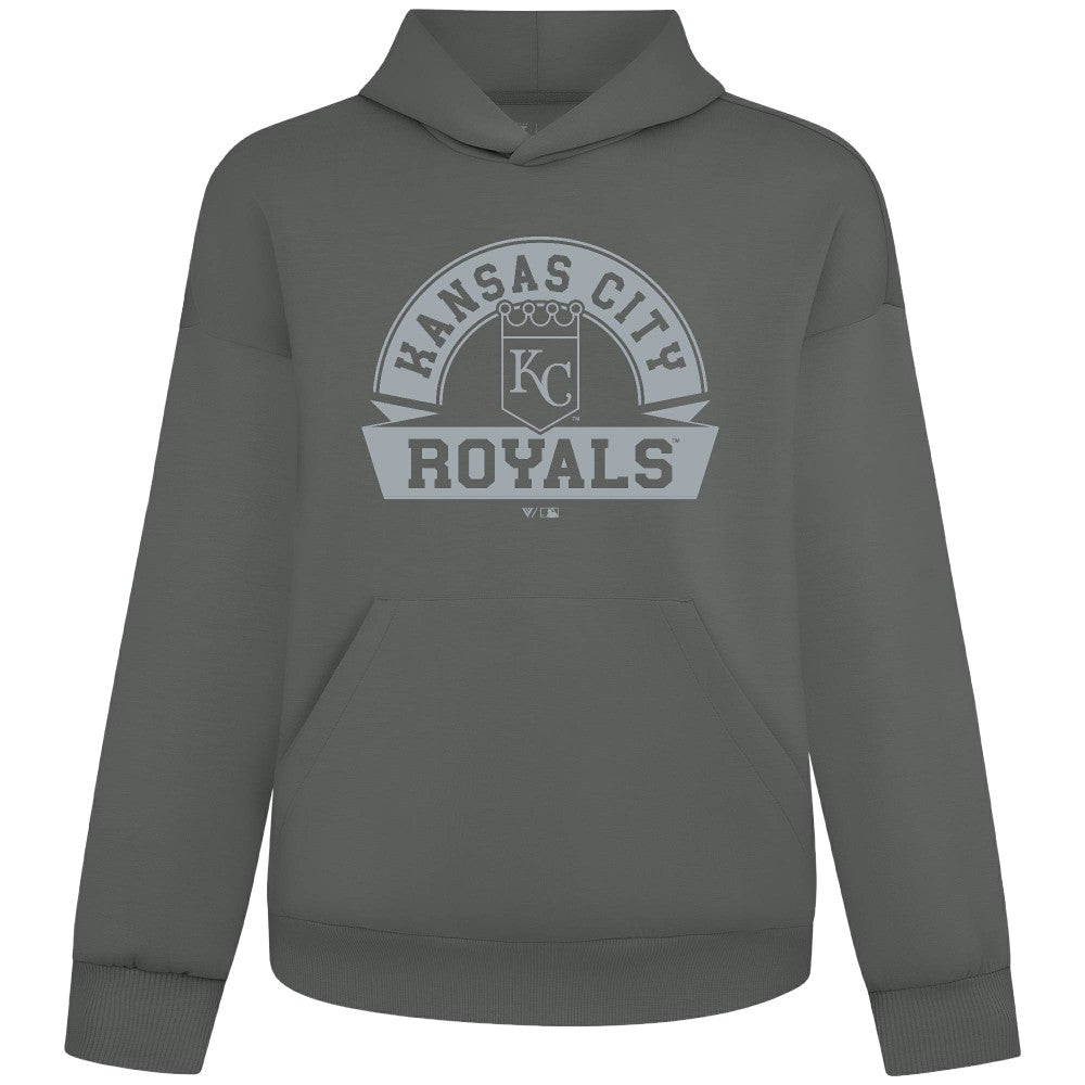 Kansas City Royals Levelwear Luxe Signature Banner Arch Tri-Blend Hoodie Gray