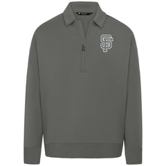 San Francisco Giants Levelwear Luxe Signature Quarter-Zip Chenille Logo Tri-Blend Sweatshirt Gray