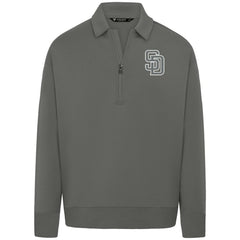 San Diego Padres Levelwear Luxe Signature Quarter-Zip Chenille Logo Tri-Blend Sweatshirt Gray