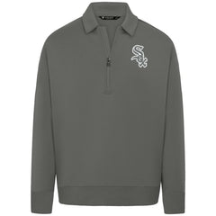 Chicago White Sox Levelwear Luxe Signature Quarter-Zip Chenille Logo Tri-Blend Sweatshirt Gray