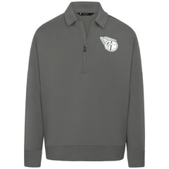 Cleveland Guardians Levelwear Luxe Signature Quarter-Zip Chenille Logo Tri-Blend Sweatshirt Gray