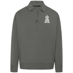 Los Angeles Angels Levelwear Luxe Signature Quarter-Zip Chenille Logo Tri-Blend Sweatshirt Gray