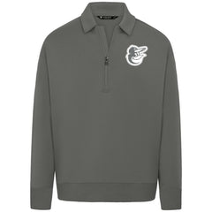 Baltimore Orioles Levelwear Luxe Signature Quarter-Zip Chenille Logo Tri-Blend Sweatshirt Gray