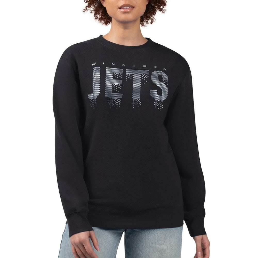 Winnipeg Jets G-III 4Her by Carl Banks Women's Metallic Drop Printed Fleece Sweatshirt Black