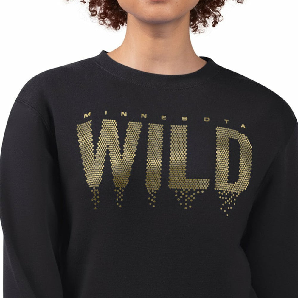 Minnesota Wild G-III 4Her by Carl Banks Women's Metallic Drop Printed Fleece Sweatshirt Black