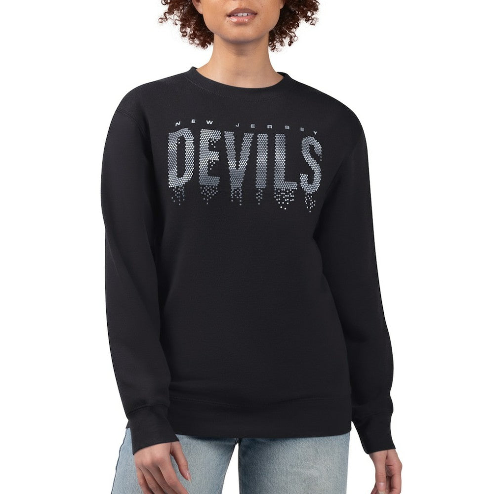 New Jersey Devils G-III 4Her by Carl Banks Women's Metallic Drop Printed Fleece Sweatshirt Black