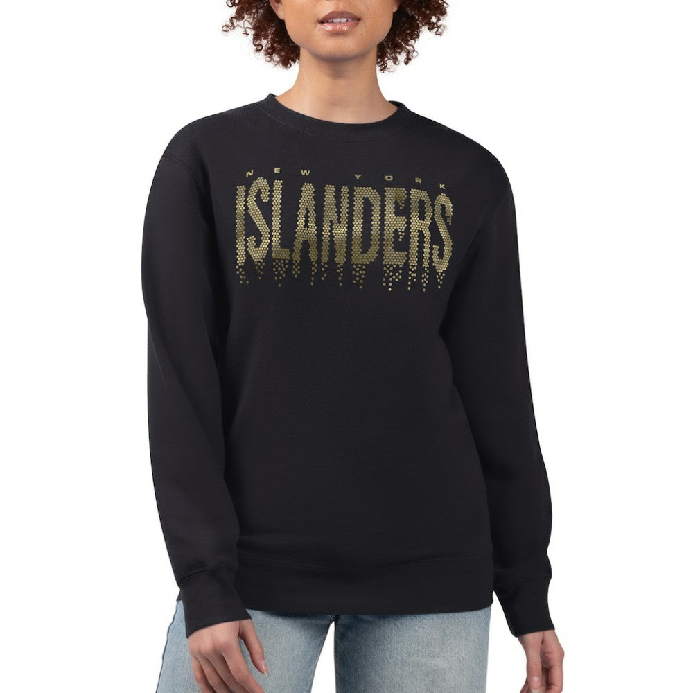 New York Islanders G-III 4Her by Carl Banks Women's Metallic Drop Printed Fleece Sweatshirt Black