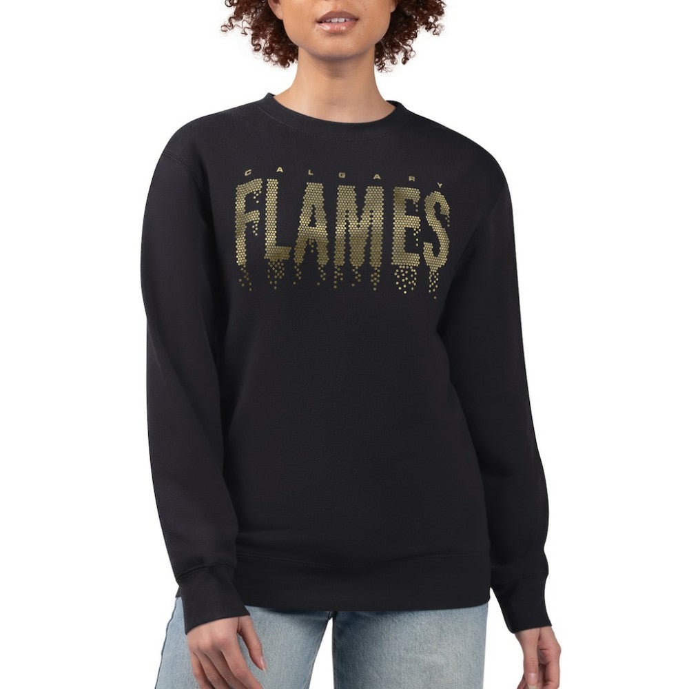 Calgary Flames G-III 4Her by Carl Banks Women's Metallic Drop Printed Fleece Sweatshirt Black