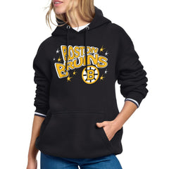 Boston Bruins Starter Women's Fireworks Fleece Hoodie Black