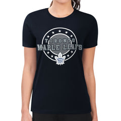 Toronto Maple Leafs G-III 4Her by Carl Banks Women's Super-Slim Lightweight Pinstripe Circle Graphic T-Shirt Navy