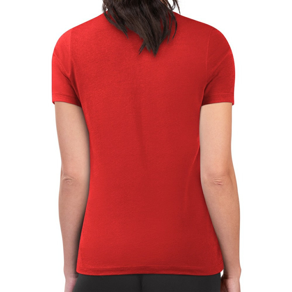 Calgary Flames G-III 4Her by Carl Banks Women's Super-Slim Lightweight Pinstripe Circle Graphic T-Shirt Red