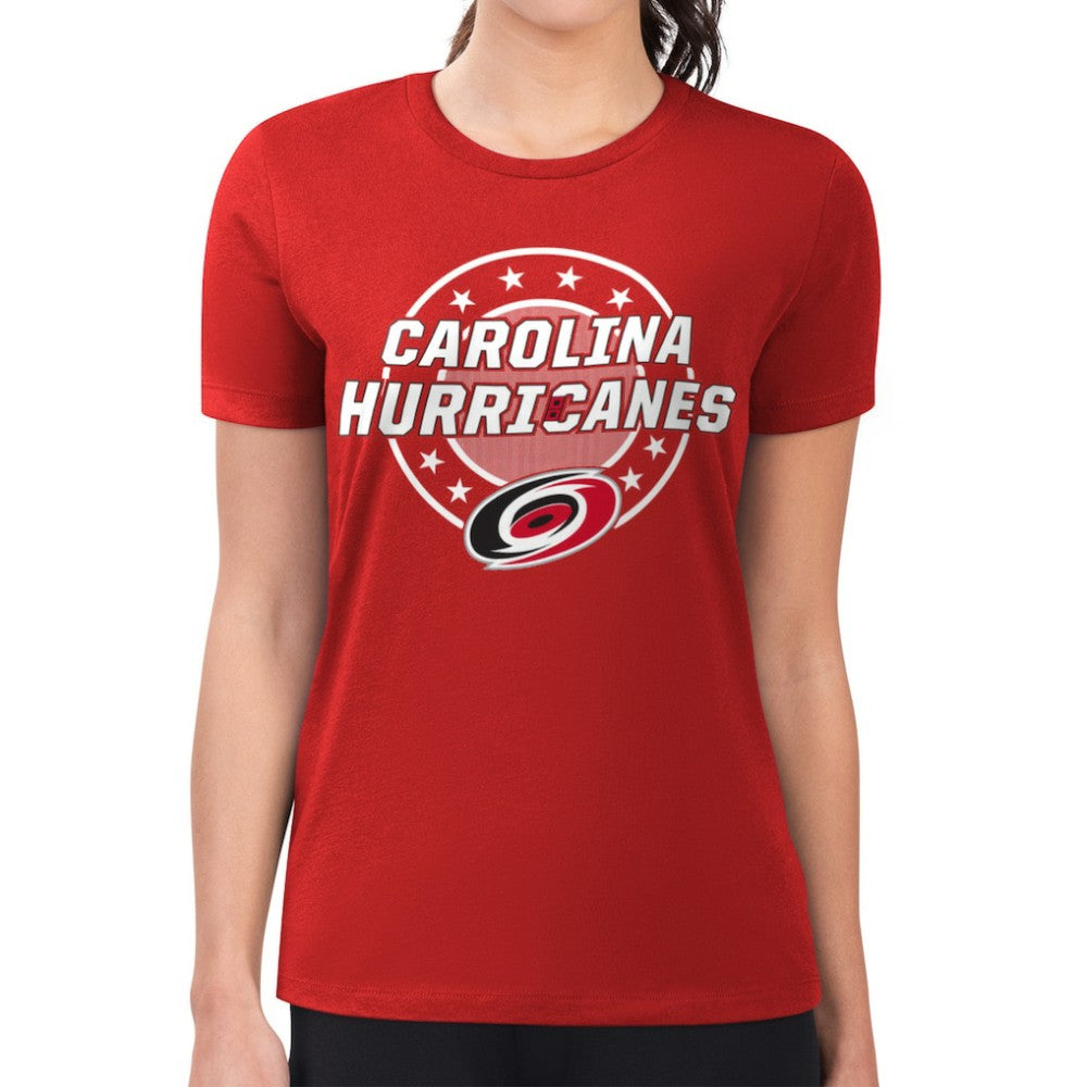 Carolina Hurricanes G-III 4Her by Carl Banks Women's Super-Slim Lightweight Pinstripe Circle Graphic T-Shirt Red