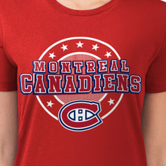 Montreal Canadiens G-III 4Her by Carl Banks Women's Super-Slim Lightweight Pinstripe Circle Graphic T-Shirt Red