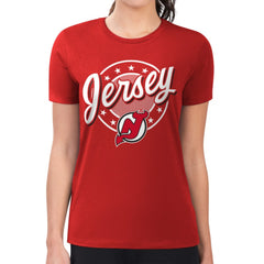 New Jersey Devils G-III 4Her by Carl Banks Women's Super-Slim Lightweight Pinstripe Circle Graphic T-Shirt Red