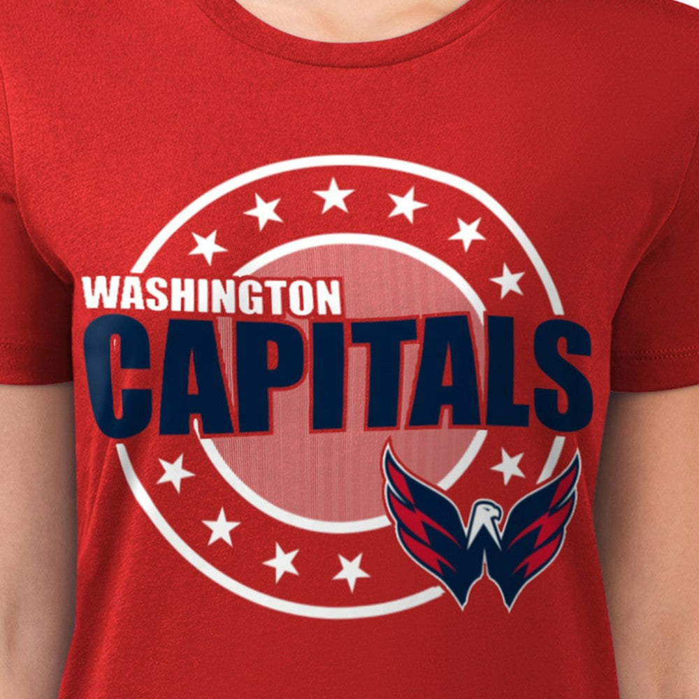 Washington Capitals G-III 4Her by Carl Banks Women's Super-Slim Lightweight Pinstripe Circle Graphic T-Shirt Red
