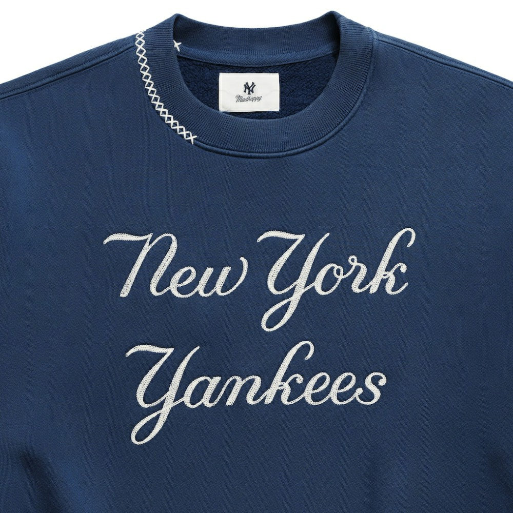 New York Yankees Madhappy Unisex Script Fleece Sweatshirt Blue