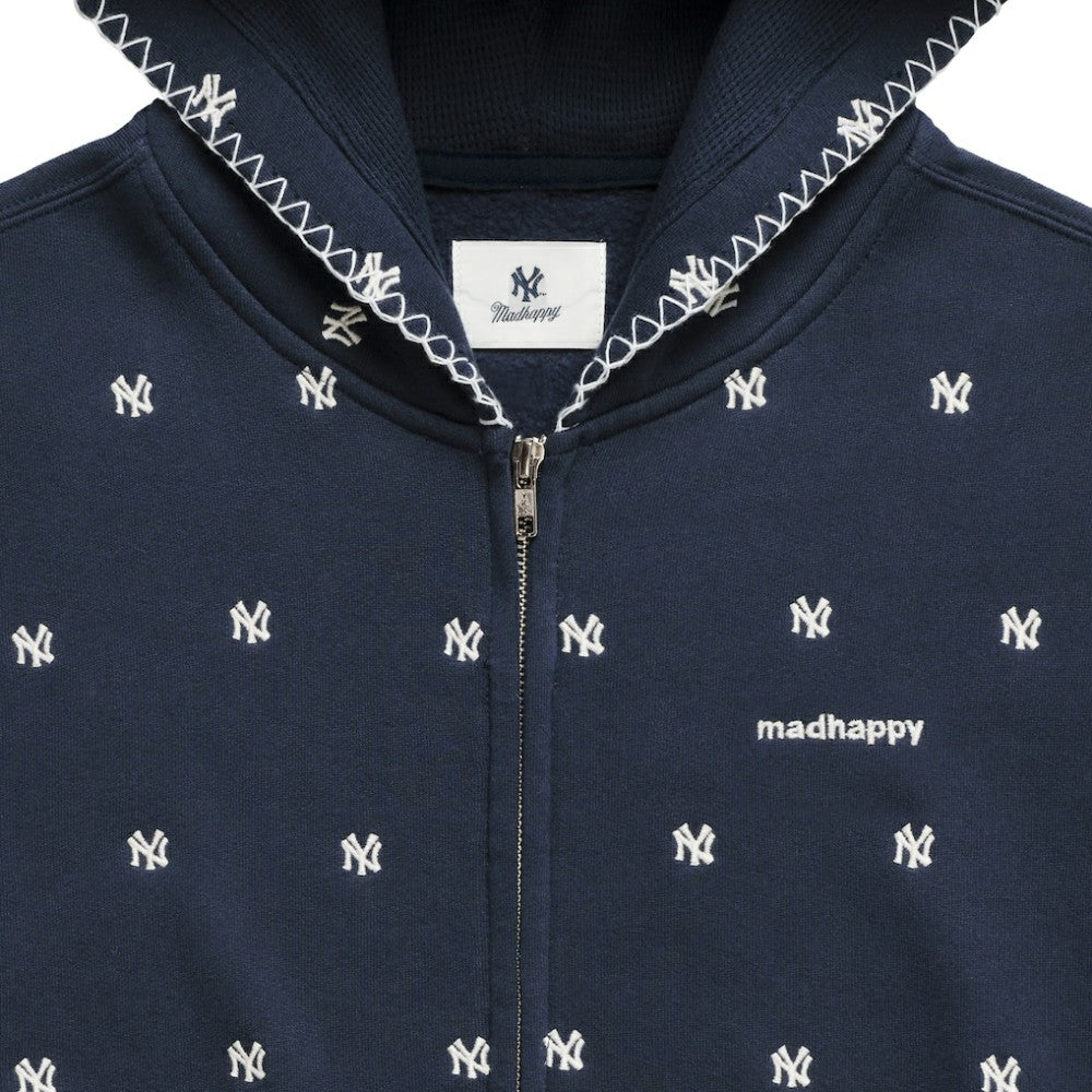 New York Yankees Madhappy Unisex All Over Fleece Full-Zip Hoodie Navy