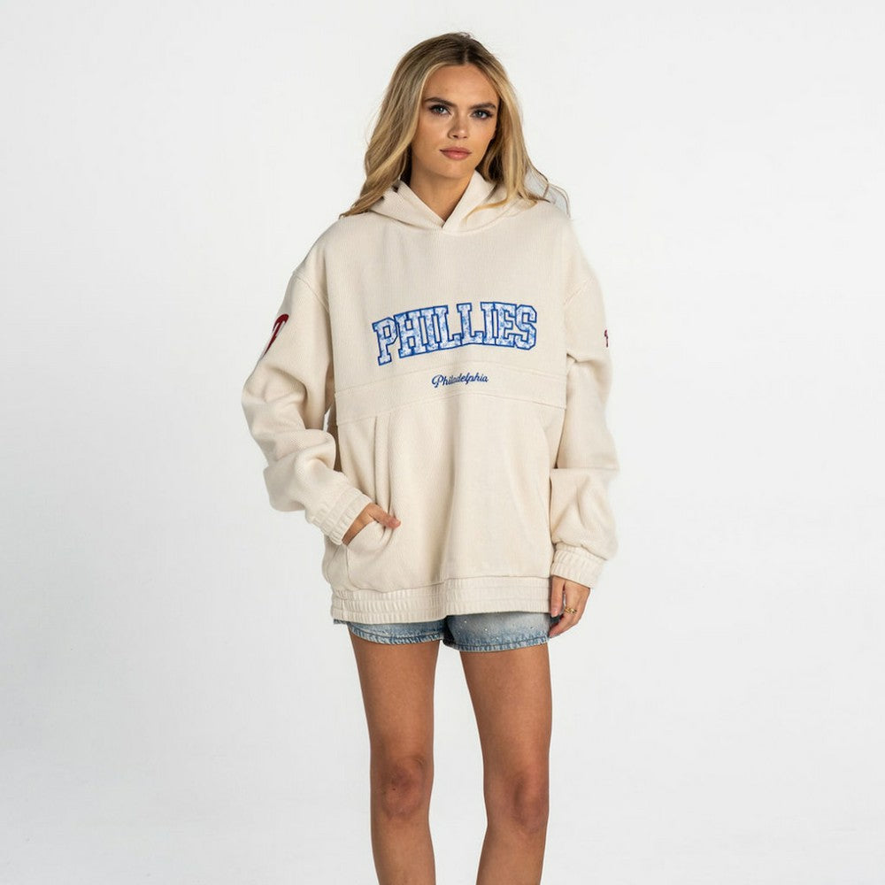 Philadelphia Phillies The Wild Collective Women's Oversized Cord Hoodie Cream