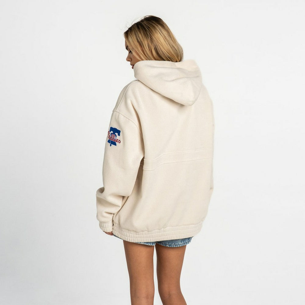 Philadelphia Phillies The Wild Collective Women's Oversized Cord Hoodie Cream