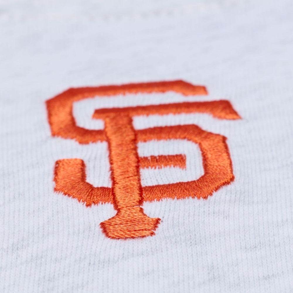 San Francisco Giants Women's Script Cropped Boxy T-Shirt Heather Gray | Mitchell & Ness