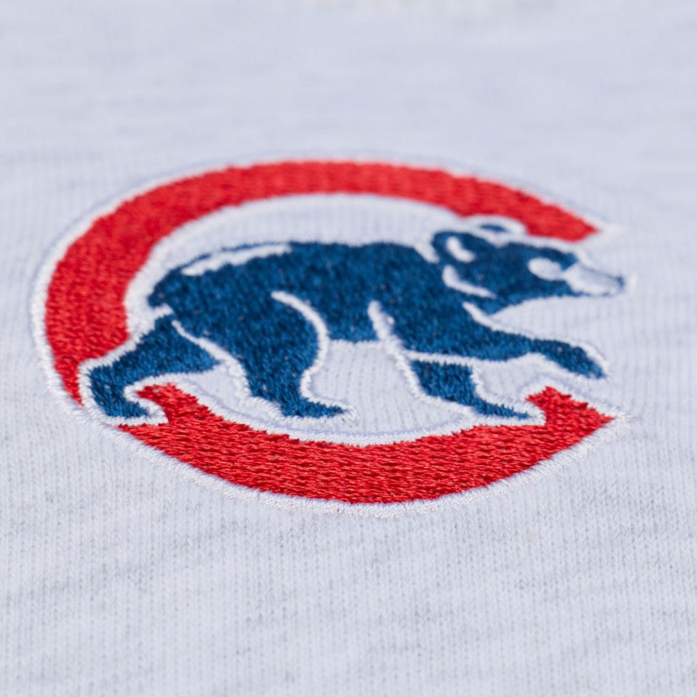 Chicago Cubs Women's Script Cropped Boxy T-Shirt Heather Gray | Mitchell & Ness