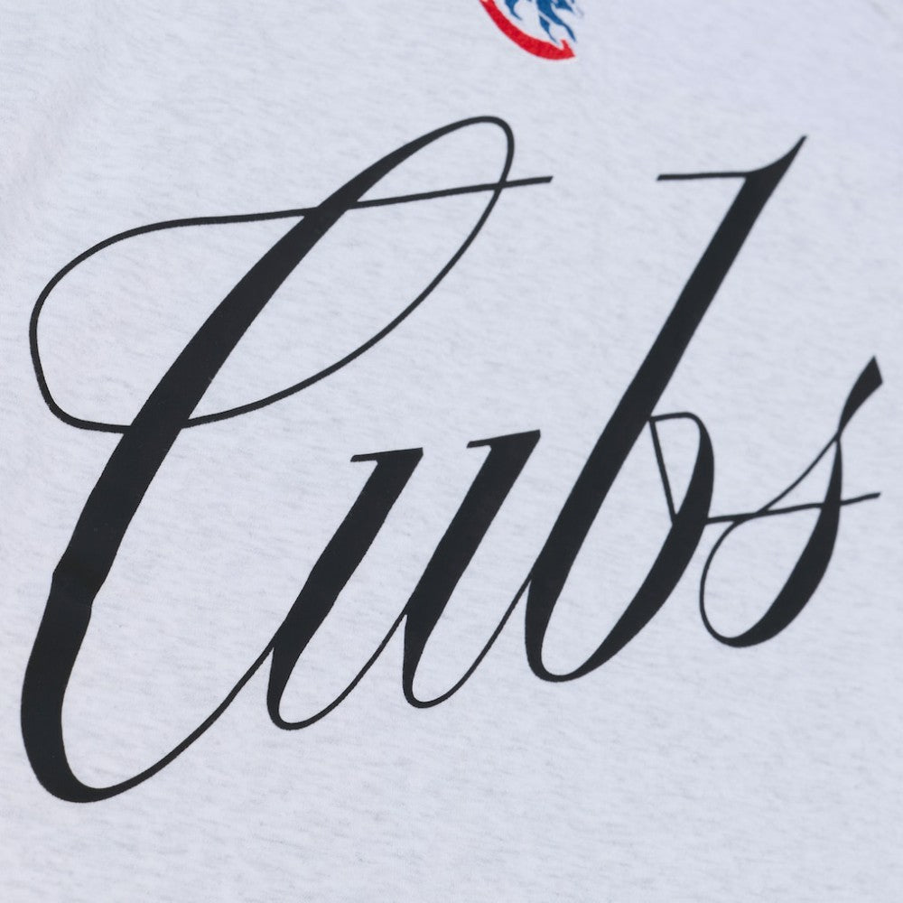 Chicago Cubs Women's Script Cropped Boxy T-Shirt Heather Gray | Mitchell & Ness
