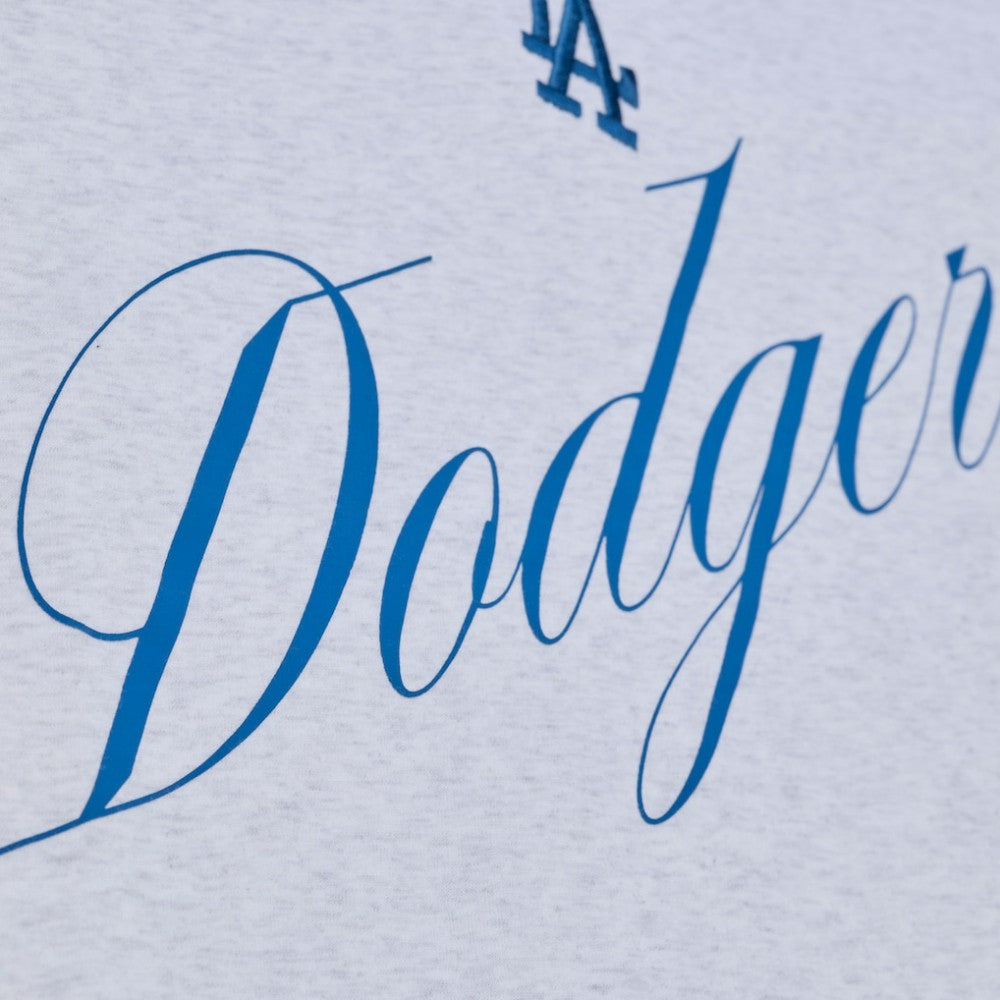 Los Angeles Dodgers Women's Script Cropped Boxy T-Shirt Heather Gray | Mitchell & Ness