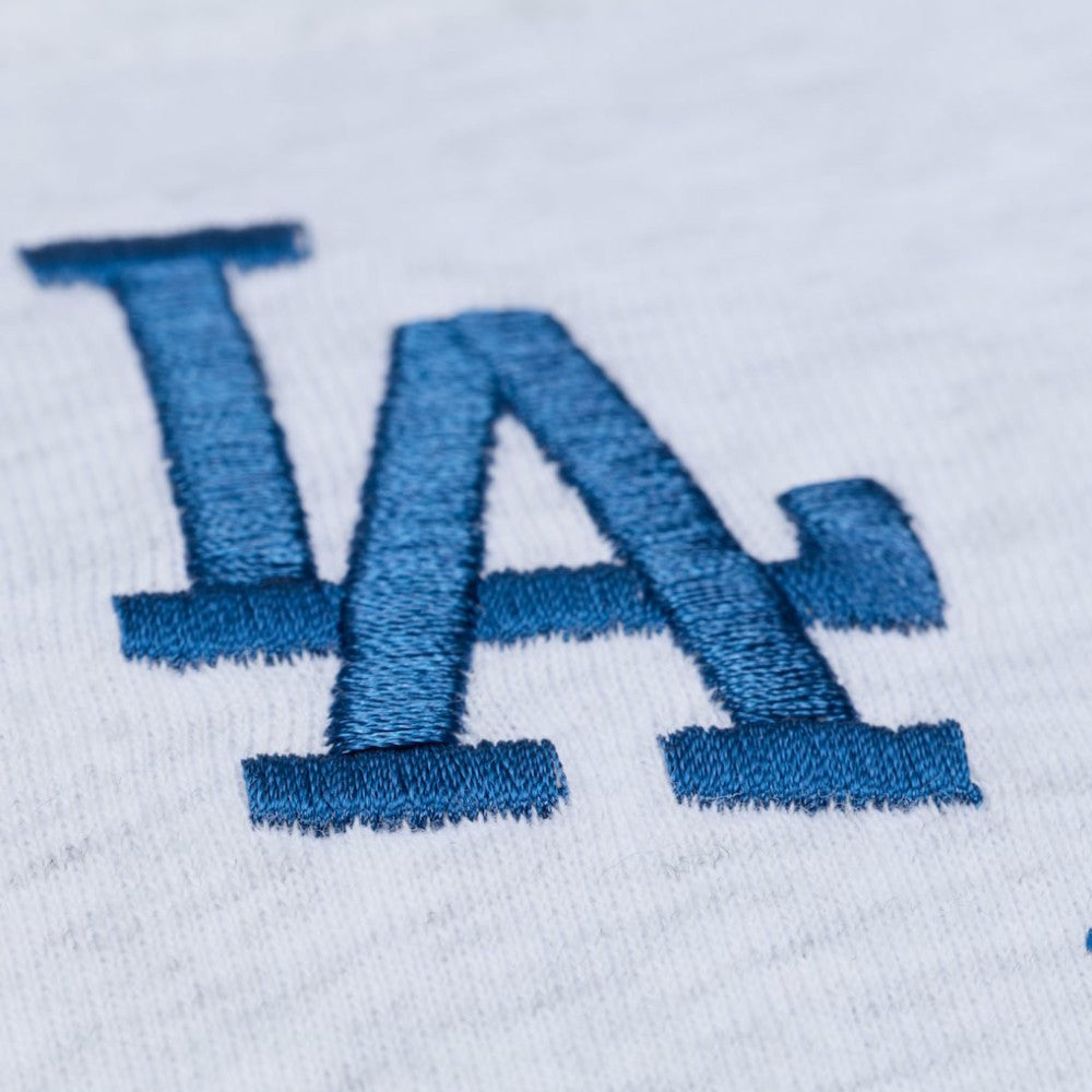 Los Angeles Dodgers Women's Script Cropped Boxy T-Shirt Heather Gray | Mitchell & Ness