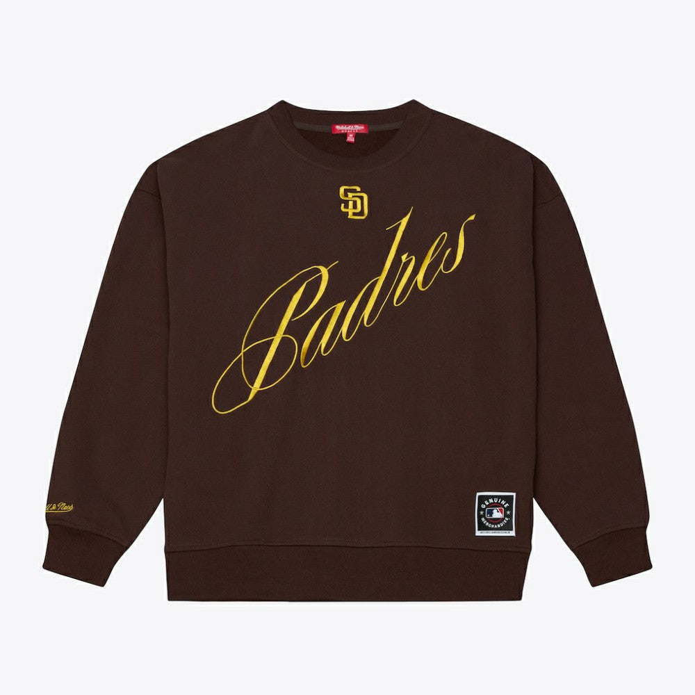 San Diego Padres Women's Script Sweatshirt Brown | Mitchell & Ness