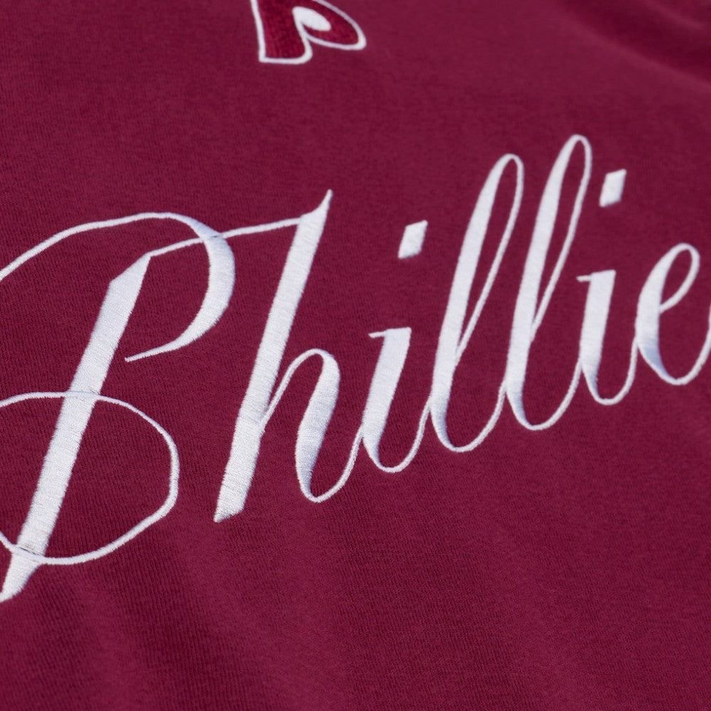 Philadelphia Phillies Women's Script Sweatshirt Burgundy | Mitchell & Ness