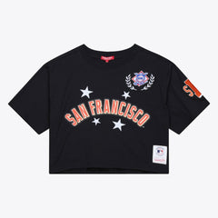San Francisco Giants Women's Pep Rally Cropped Boxy T-Shirt Black | Mitchell & Ness