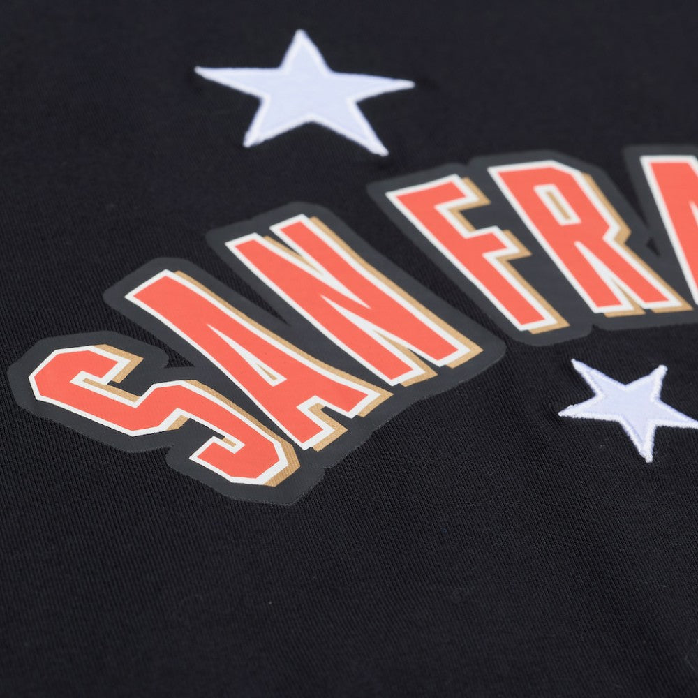 San Francisco Giants Women's Pep Rally Cropped Boxy T-Shirt Black | Mitchell & Ness