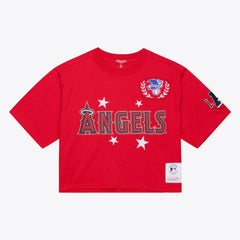 Los Angeles Angels Women's Pep Rally Cropped Boxy T-Shirt Red | Mitchell & Ness