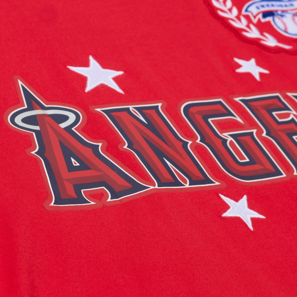 Los Angeles Angels Women's Pep Rally Cropped Boxy T-Shirt Red | Mitchell & Ness