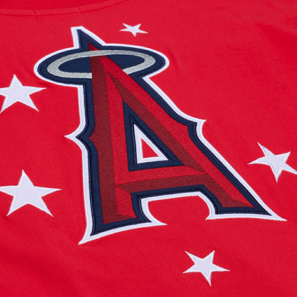 Los Angeles Angels Women's Pep Rally Cropped Boxy T-Shirt Red | Mitchell & Ness