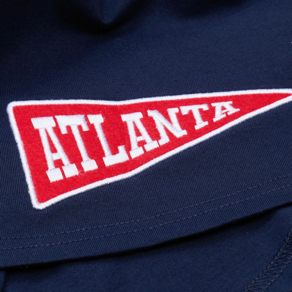 Atlanta Braves Women's Pep Rally Cropped Boxy T-Shirt Navy | Mitchell & Ness