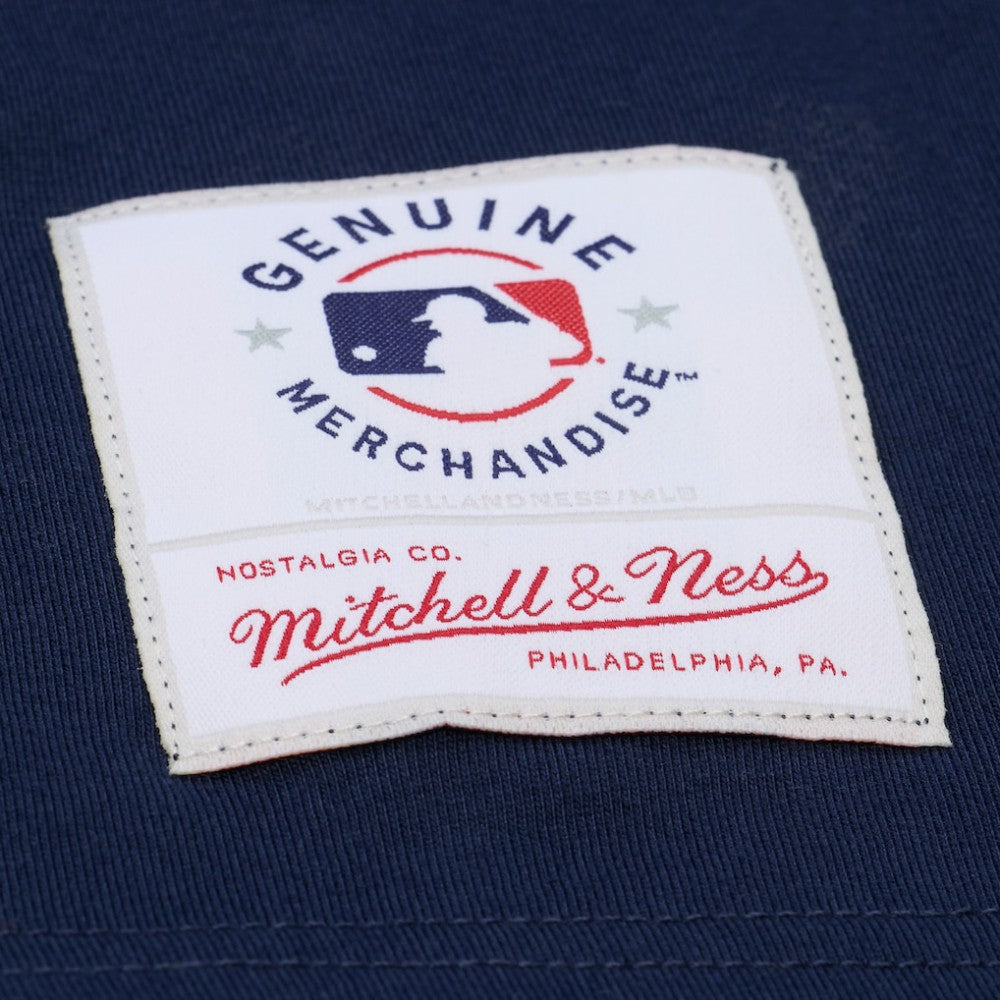 Atlanta Braves Women's Pep Rally Cropped Boxy T-Shirt Navy | Mitchell & Ness