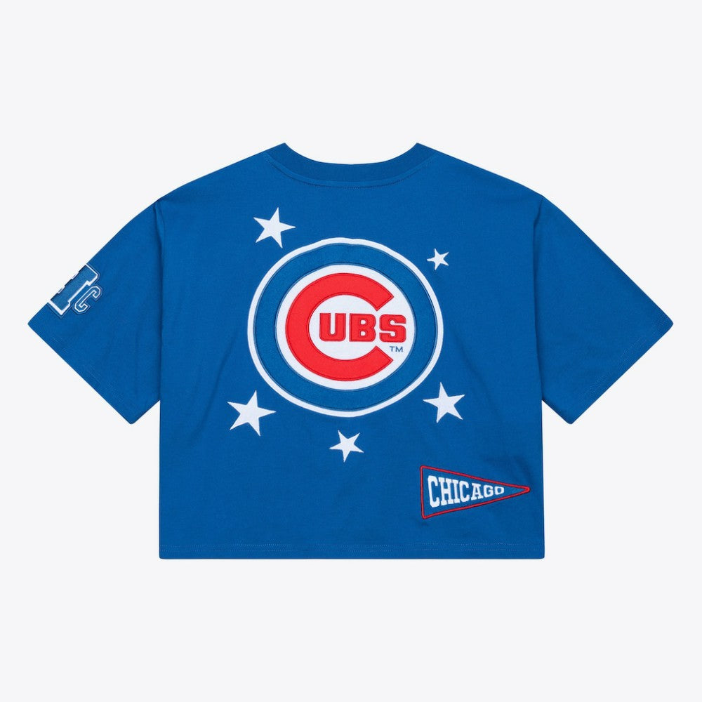 Chicago Cubs Women's Pep Rally Cropped Boxy T-Shirt Royal | Mitchell & Ness