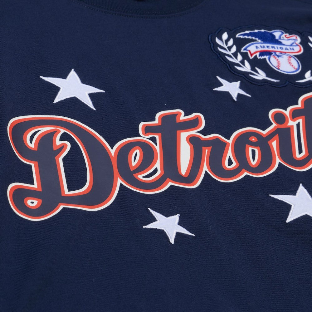 Detroit Tigers Women's Pep Rally Cropped Boxy T-Shirt Navy | Mitchell & Ness