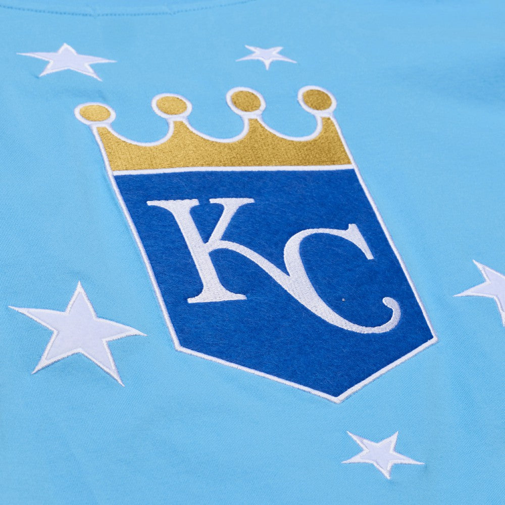 Kansas City Royals Women's Pep Rally Cropped Boxy T-Shirt Light Blue | Mitchell & Ness