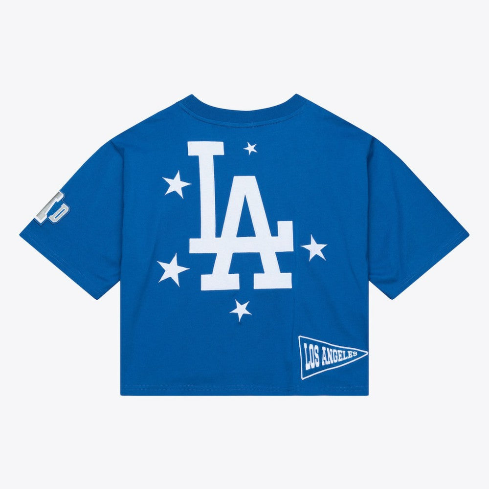 Los Angeles Dodgers Women's Pep Rally Cropped Boxy T-Shirt Royal | Mitchell & Ness