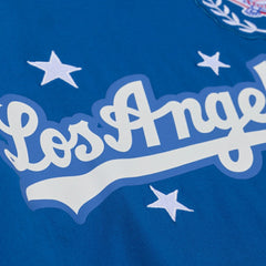 Los Angeles Dodgers Women's Pep Rally Cropped Boxy T-Shirt Royal | Mitchell & Ness