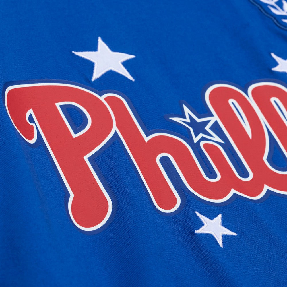 Philadelphia Phillies Women's Pep Rally Cropped Boxy T-Shirt Royal | Mitchell & Ness
