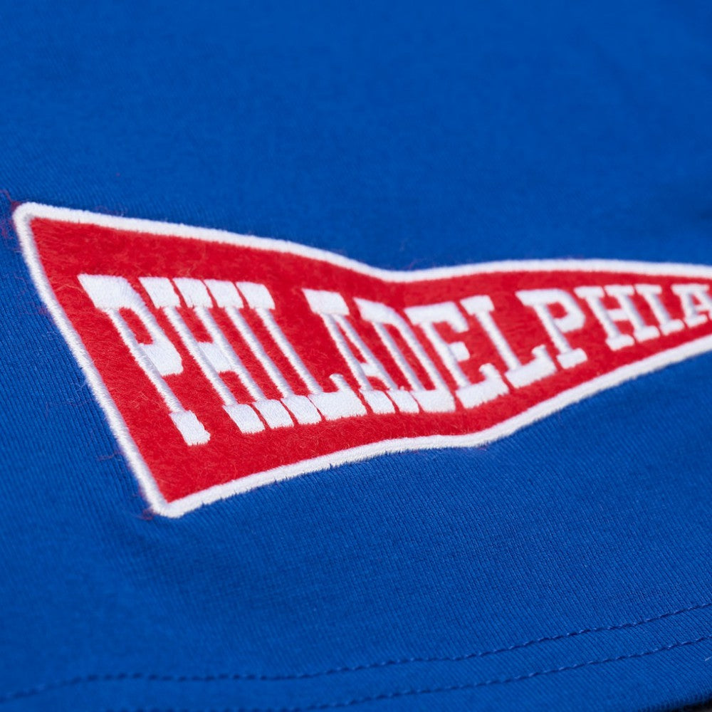 Philadelphia Phillies Women's Pep Rally Cropped Boxy T-Shirt Royal | Mitchell & Ness