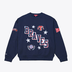 Atlanta Braves Women's Pep Rally Sweatshirt Navy | Mitchell & Ness