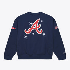 Atlanta Braves Women's Pep Rally Sweatshirt Navy | Mitchell & Ness