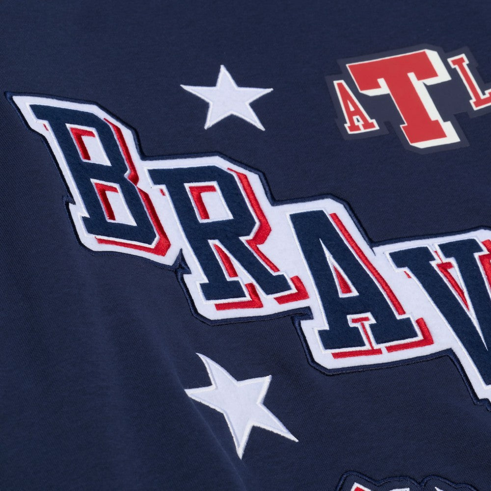 Atlanta Braves Women's Pep Rally Sweatshirt Navy | Mitchell & Ness