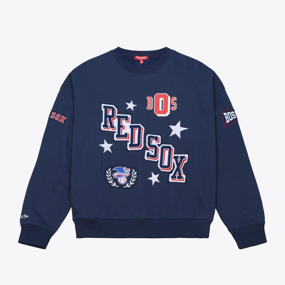 Boston Red Sox Women's Pep Rally Sweatshirt Navy | Mitchell & Ness