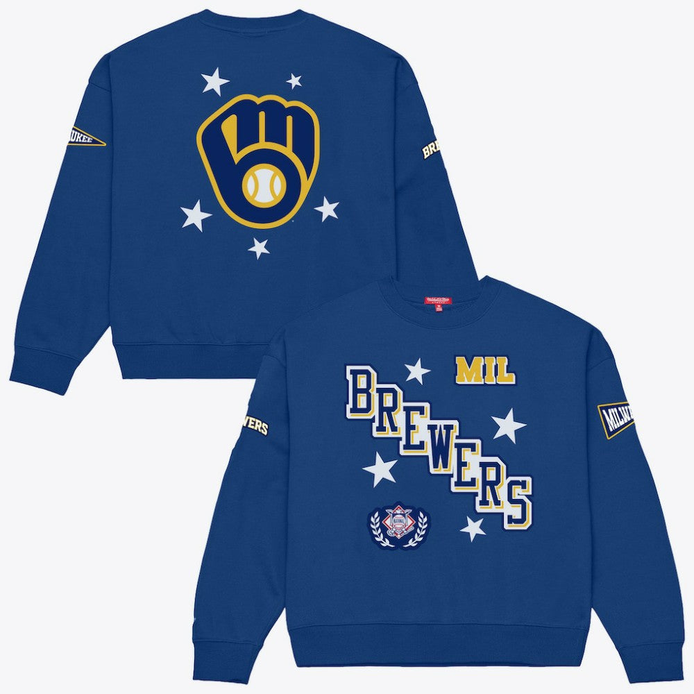 Milwaukee Brewers Women's Pep Rally Sweatshirt Royal | Mitchell & Ness